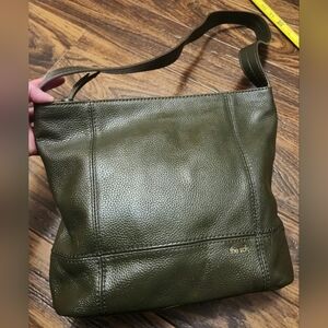 The Sak Dark Green Leather Shoulder Bag Excellent Condition!